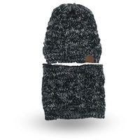 Bonnet Cache Cou Femme Noir et Blanc