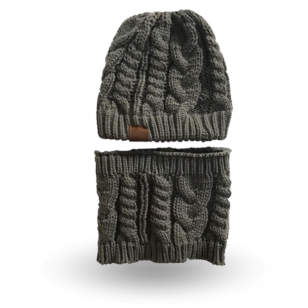 Bonnet Cache Cou Femme Gris Foncé Gris Foncé